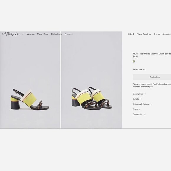 New 3.1 Phillip Lim Multi Strap Drum Sandal in Citron - Picture 5 of 13